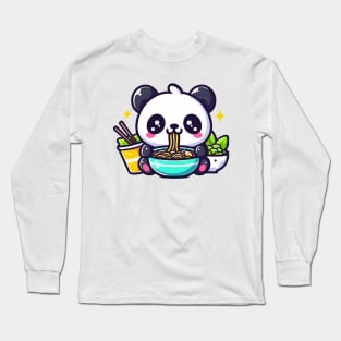 Panda Eating Ramen Long Sleeve T-Shirt